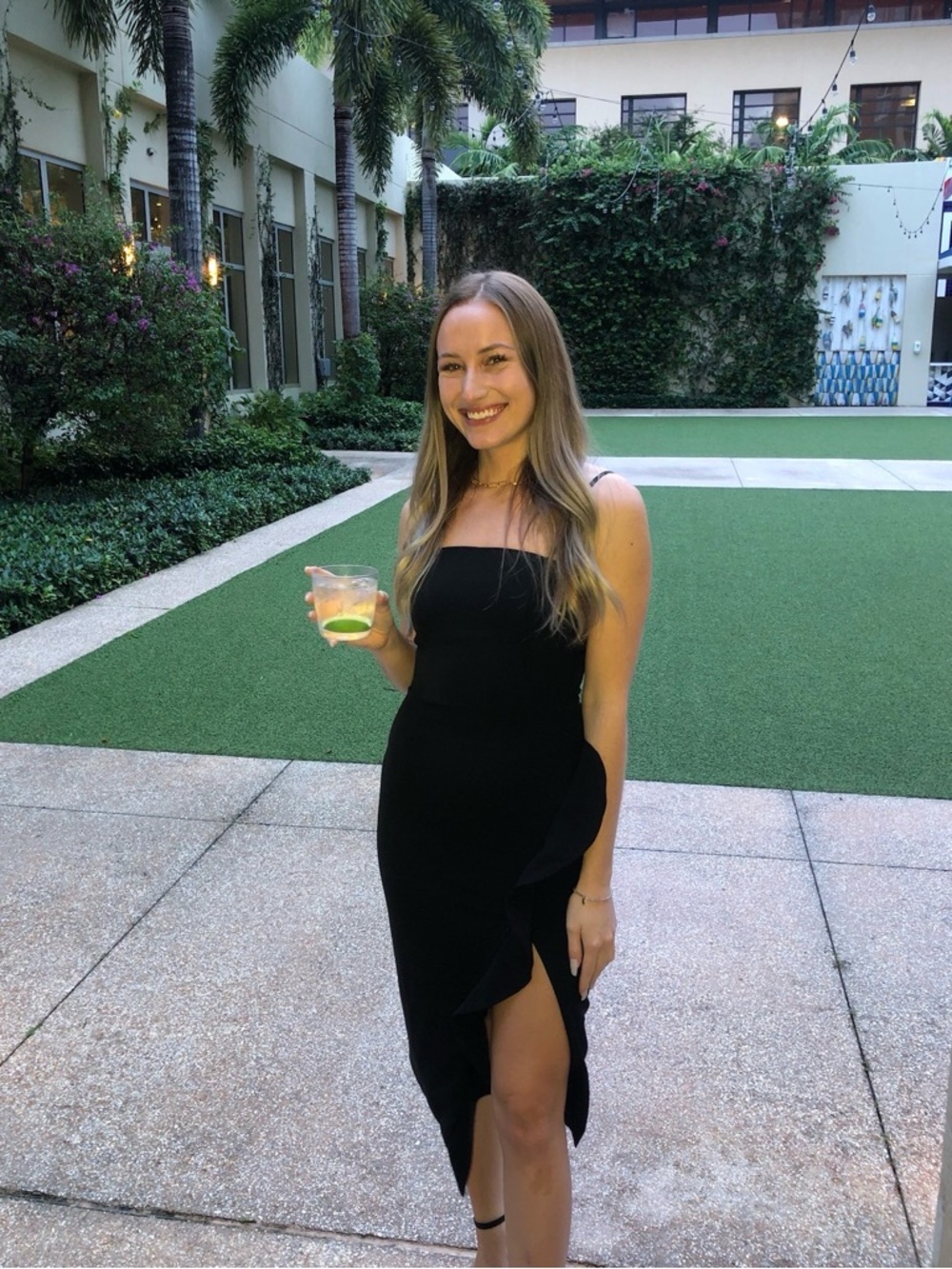 Bardot Black Midi Dress with Front Slit